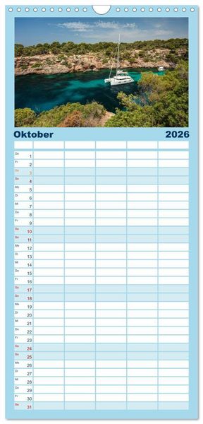 Produktbild: Familienplaner 2026 - Mallorca - Ahoi mit 5 Spalten (Wandkalender, 21 x 45 cm) CALVENDO