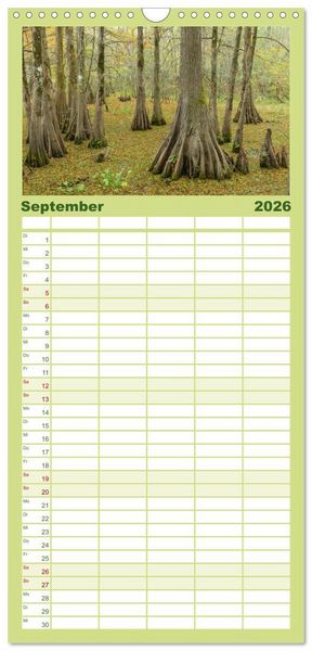 Produktbild: Familienplaner 2026 - Natur Paradies Mississippi Delta mit 5 Spalten (Wandkalender, 21 x 45 cm) CALVENDO