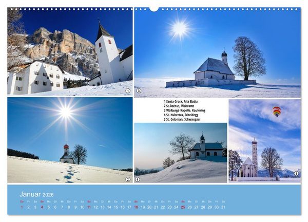 Produktbild: Kirchen und Kapellen als Ausflugsziele (Wandkalender 2026 DIN A2 quer), CALVENDO Monatskalender