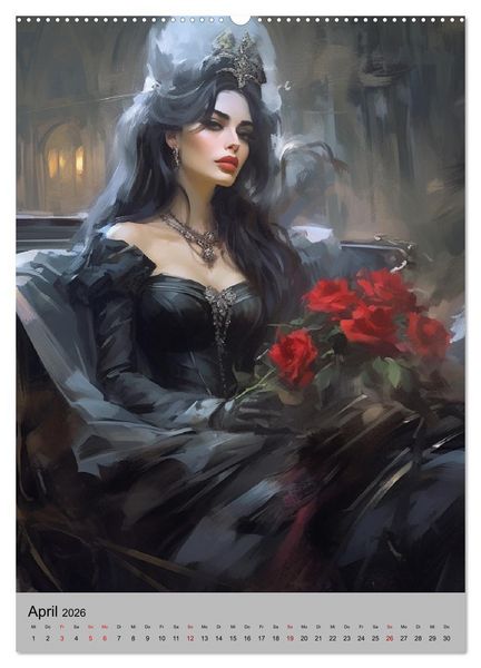 Produktbild: Gothic-Queens. Schaurig-sch&ouml;n im Renaissance-Stil (hochwertiger Premium Wandkalender 2026 DIN A2 hoch), Kunstdruck in Hochglanz