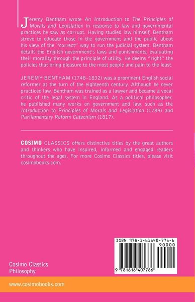 Produktbild: An Introduction to the Principles of Morals and Legislation