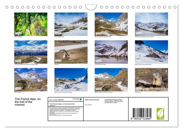 Produktbild: The French Alps, on the trail of the marmot (Wall Calendar 2026 DIN A4 landscape), CALVENDO 12 Month Wall Calendar