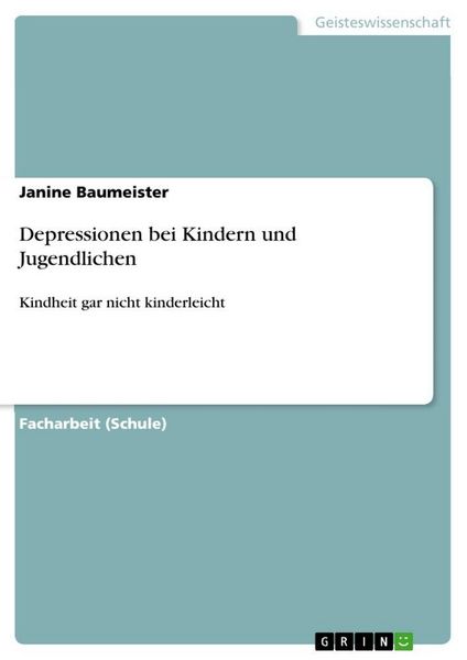 Produktbild: Depressionen bei Kindern und Jugendlichen