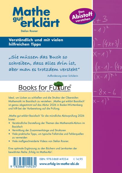 Produktbild: Mathe gut erkl&auml;rt 2026 Basisfach Baden-W&uuml;rttemberg Gymnasium