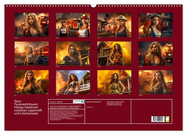 Produktbild: Sexy Feuerwehrfrauen: Hitzige Heldinnen zwischen Lippenstift und L&ouml;scheinsatz (Wandkalender 2027 DIN A2 quer), CALVENDO Monatskalender