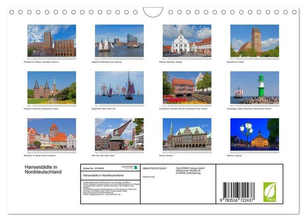 Produktbild: Hansest&auml;dte in Norddeutschland (Wandkalender 2026 DIN A4 quer), CALVENDO Monatskalender
