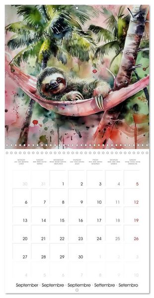 Produktbild: Jolis paresseux (Calendrier mural carr&eacute; 2027 30x30 cm) Calendrier double avec une page pour vos prises de notes