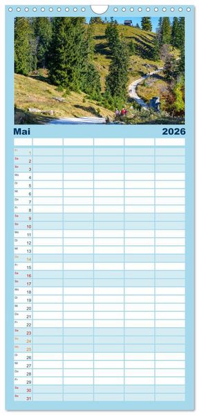 Produktbild: Familienplaner 2026 - Unterwegs im Bergsteigerdorf Ramsau mit 5 Spalten (Wandkalender, 21 x 45 cm) CALVENDO