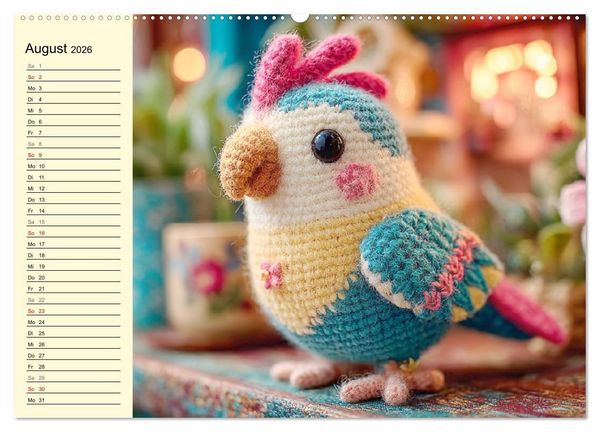 Produktbild: Kleine Freunde aus Wolle. Zauberhaft geh&auml;kelte Tierchen (hochwertiger Premium Wandkalender 2026 DIN A2 quer), Kunstdruck in Hochglanz