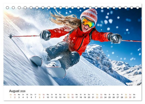 Produktbild: Skifahren - Frauen Power auf der Piste (Tischkalender 2026 DIN A5 quer), CALVENDO Monatskalender