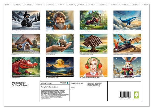 Produktbild: Mumpitz f&uuml;r Schlauf&uuml;chse (hochwertiger Premium Wandkalender 2026 DIN A2 quer), Kunstdruck in Hochglanz