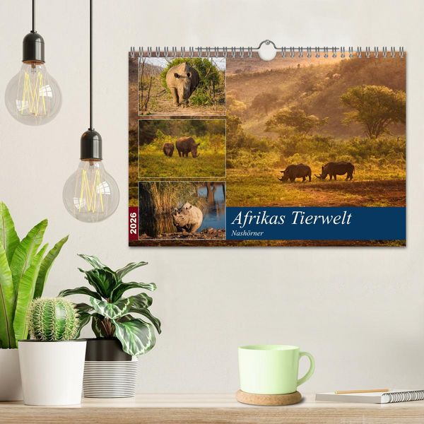 Produktbild: Afrikas Tierwelt: Nash&ouml;rner (Wandkalender 2026 DIN A4 quer), CALVENDO Monatskalender