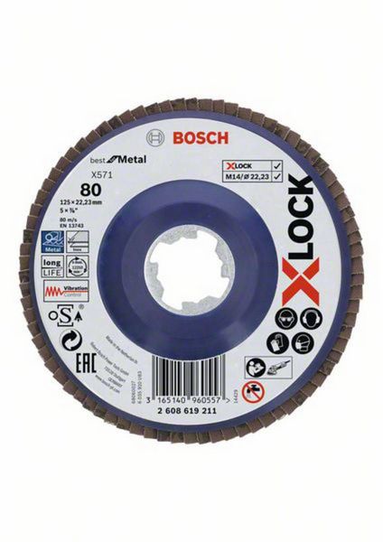 Produktbild: Bosch Accessories 2608619211 F&auml;cherschleifscheibe Durchmesser 125mm K&ouml;rnung (num)=80 1St.