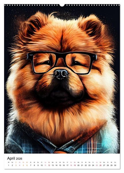 Produktbild: Hunde im Hipster Stil (Wandkalender 2026 DIN A2 hoch), CALVENDO Monatskalender