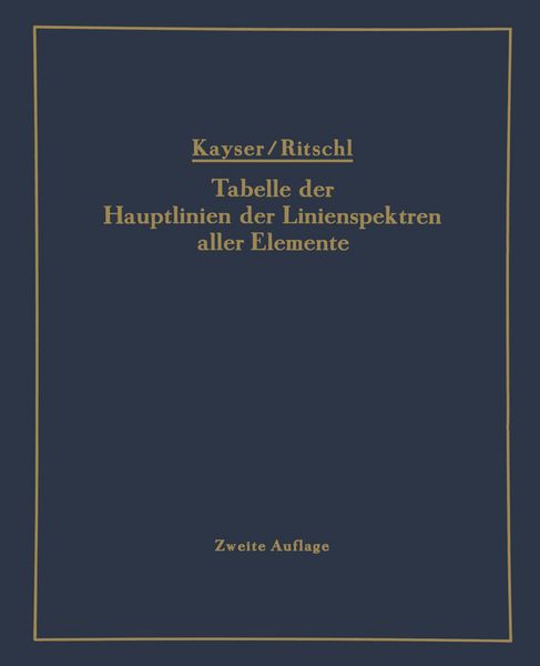 Produktbild: Tabelle der Hauptlinien der Linienspektren aller Elemente nach Wellenl&auml;nge geordnet