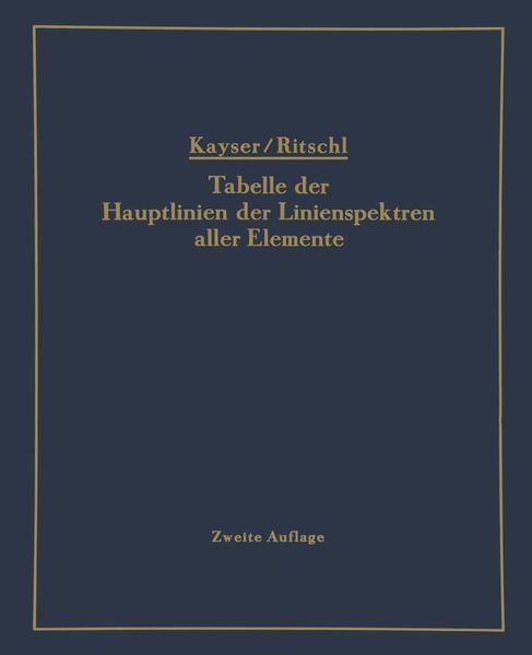 Produktbild: Tabelle der Hauptlinien der Linienspektren aller Elemente nach Wellenl&auml;nge geordnet