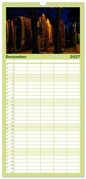 Produktbild: Familienplaner 2027 - Hawaii - Oahu - Maui mit 5 Spalten (Wandkalender, 21 x 45 cm) CALVENDO