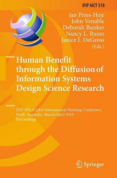 Produktbild: Human Benefit through the Diffusion of Information Systems Design Science Research