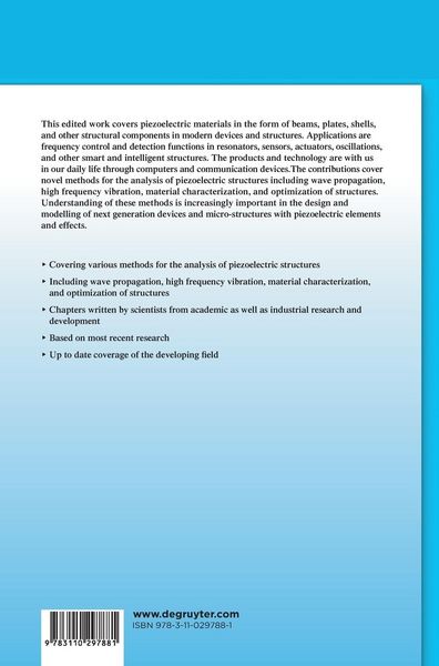 Produktbild: Analysis of Piezoelectric Structures and Devices