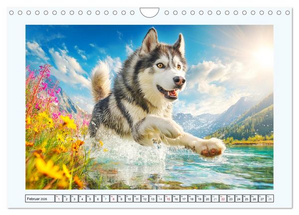 Produktbild: Siberian Husky. Kraftvolle Hunde voller Lebenslust und Energie (Wandkalender 2026 DIN A4 quer), CALVENDO Monatskalender