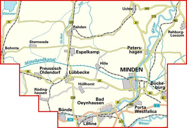Produktbild: BVA Radwanderkarte M&uuml;hlenkreis Minden-L&uuml;bbecke 1:50.000