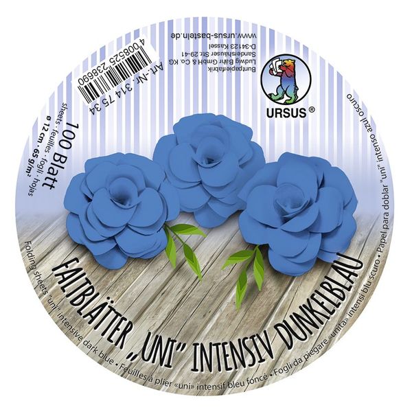 Produktbild: URSUS Falten Faltbl&auml;tter Uni intensiv, Plakatkarton, 65 g/m&sup2;, &Oslash; 12 cm, dunkelblau