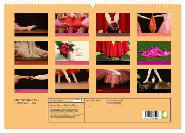 Produktbild: M&auml;dchentr&auml;ume - Ballett und Tanz (hochwertiger Premium Wandkalender 2026 DIN A2 quer), Kunstdruck in Hochglanz