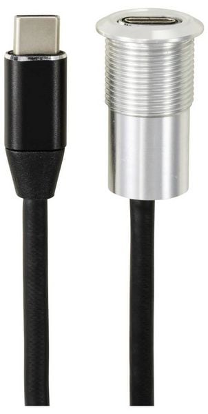 Produktbild: TRU COMPONENTS USB-C&reg; (3.1) Buchse/Stecker 1m Kabel silber TC-13376324 Inhalt: 1St.