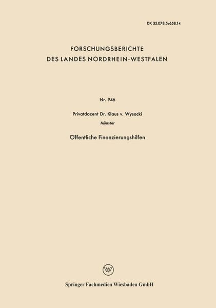 Produktbild: &Ouml;ffentliche Finanzierungshilfen