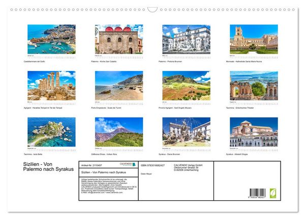 Produktbild: Sizilien - Von Palermo nach Syrakus (Wandkalender 2026 DIN A2 quer), CALVENDO Monatskalender