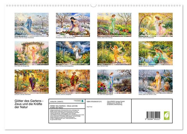 Produktbild: G&ouml;tter des Gartens - Zeus und die Kr&auml;fte der Natur (hochwertiger Premium Wandkalender 2027 DIN A2 quer), Kunstdruck in Hochglanz