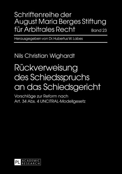 Produktbild: R&uuml;ckverweisung des Schiedsspruchs an das Schiedsgericht