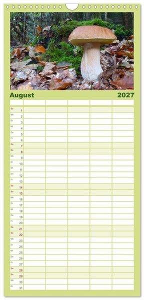 Produktbild: Familienplaner 2027 - Pilzkalender mit 5 Spalten (Wandkalender, 21 x 45 cm) CALVENDO