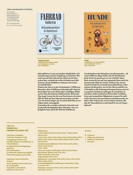 Produktbild: Thorbeckes Fahrrad-Kalender 2027