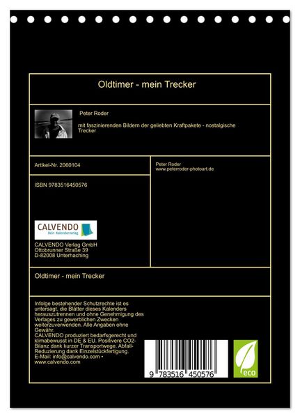 Produktbild: Oldtimer - mein Trecker (Tischkalender 2026 DIN A5 hoch), CALVENDO Monatskalender