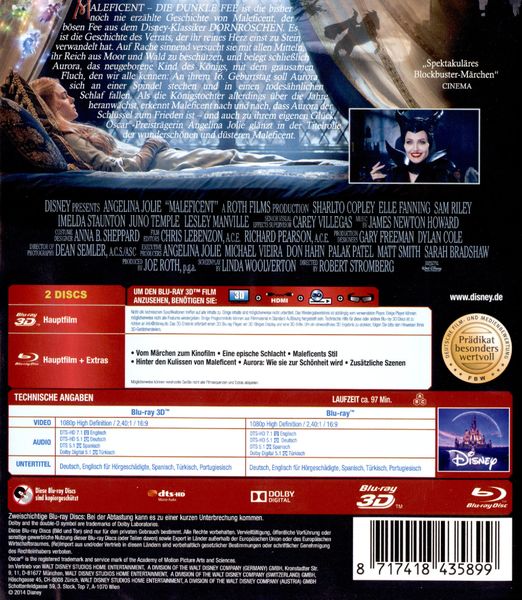 Produktbild: Maleficent - Die dunkle Fee - Ungek&uuml;rzte Fassung (+ Blu-ray)