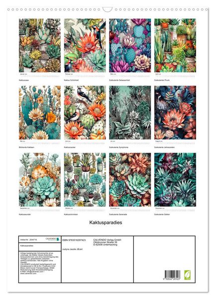 Produktbild: Kaktusparadies (Wandkalender 2026 DIN A2 hoch), CALVENDO Monatskalender