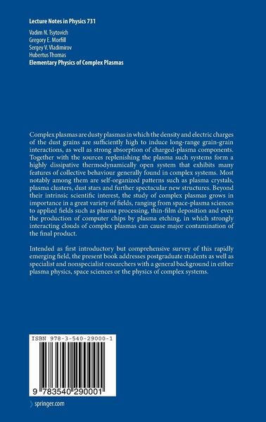 Produktbild: Elementary Physics of Complex Plasmas