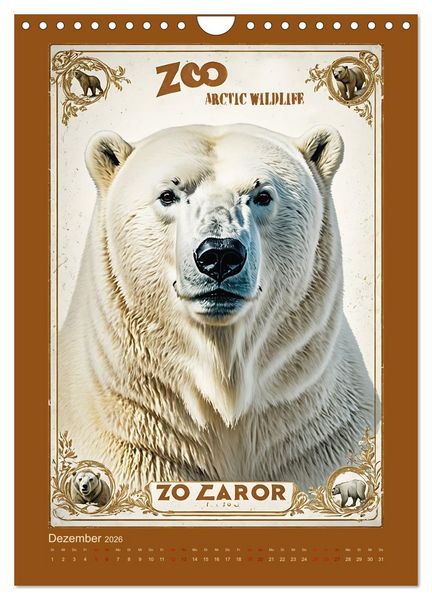Produktbild: Zoo Vintage-Poster (Wandkalender 2026 DIN A4 hoch), CALVENDO Monatskalender
