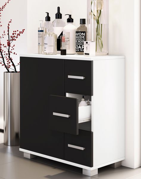Produktbild: Holz Badm&ouml;bel Midischrank Bad Schublade Zalo