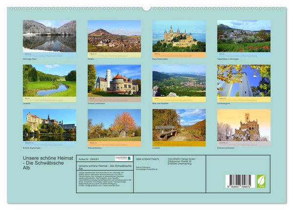 Produktbild: Unsere sch&ouml;ne Heimat - Die Schw&auml;bische Alb (hochwertiger Premium Wandkalender 2026 DIN A2 quer), Kunstdruck in Hochglanz