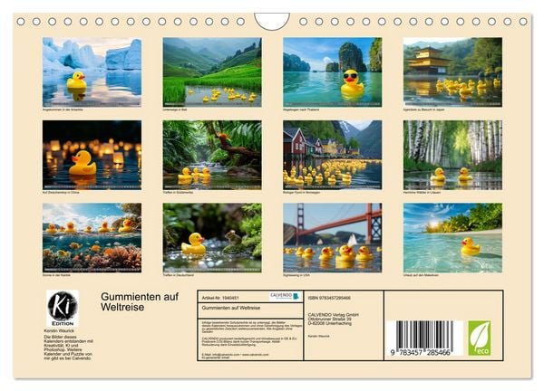 Produktbild: Gummienten auf Weltreise (Wandkalender 2026 DIN A4 quer), CALVENDO Monatskalender