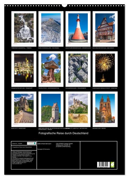 Produktbild: Fotografische Reise durch Deutschland (Wandkalender 2026 DIN A2 hoch), CALVENDO Monatskalender