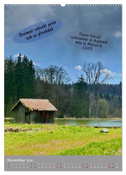 Produktbild: Schw&auml;bische Sprichw&ouml;rter Oifach g`redt (Wandkalender 2026 DIN A2 hoch), CALVENDO Monatskalender