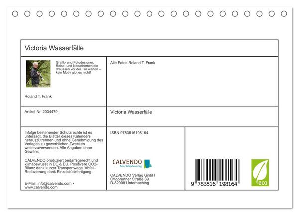 Produktbild: Victoria Wasserf&auml;lle (Tischkalender 2026 DIN A5 quer), CALVENDO Monatskalender