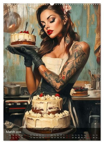 Produktbild: Tattoo Girls and Cakes (Wall Calendar 2026 DIN A2 portrait), CALVENDO 12 Month Wall Calendar
