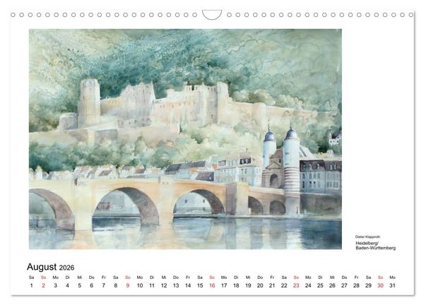 Produktbild: Pinselspuren einer Deutschlandreise - 12 Aquarelle von Dieter Klapproth (Wandkalender 2026 DIN A3 quer), CALVENDO Monatskalender