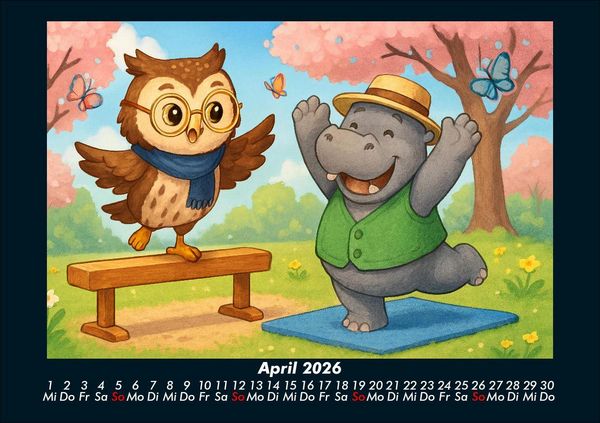Produktbild: Ollie & Sash - Sportliche Abenteuer 2026 Fotokalender DIN A5