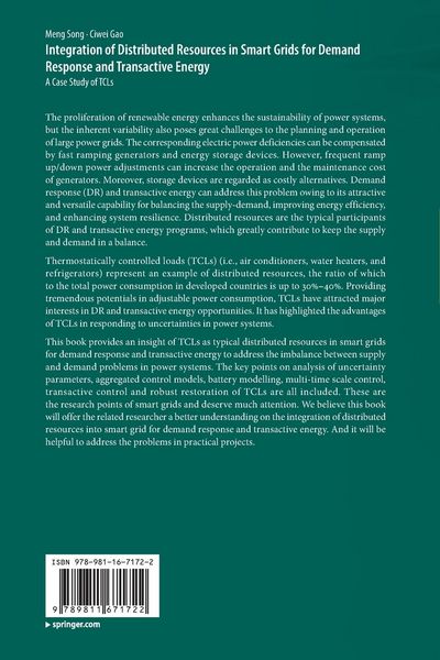 Produktbild: Integration of Distributed Resources in Smart Grids for Demand Response and Transactive Energy