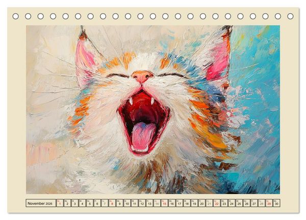 Produktbild: Katzengesichter im &Ouml;lgem&auml;lde-Stil. Liebliche Portraits f&uuml;rs Herz (Tischkalender 2026 DIN A5 quer), CALVENDO Monatskalender